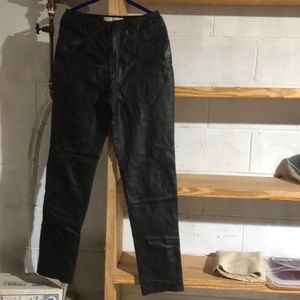 Black leather pants never wore long in length must be hemmed